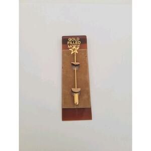 Gold Filled Motif Star Stick Pin Brooch Gold Tone Original Card Celestial
